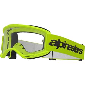 Occhiali da motocross Alpinestars Vision 3 Wordmark giallo fluo con plexi trasparente