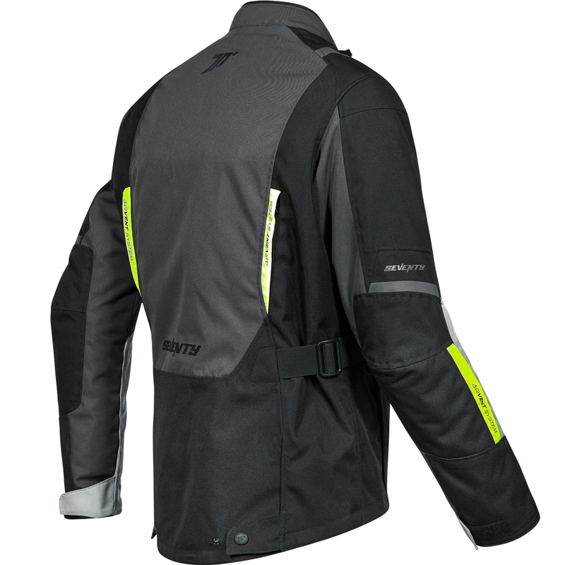 Giacca da moto da donna Seventy Degrees SD-JT85 Tonale nero-grigio-giallo fluo