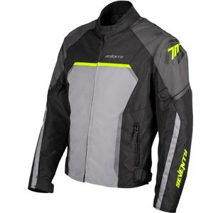Giacca da moto Seventy Degrees SD-JR65 Piston nera-grigia-giallo fluo