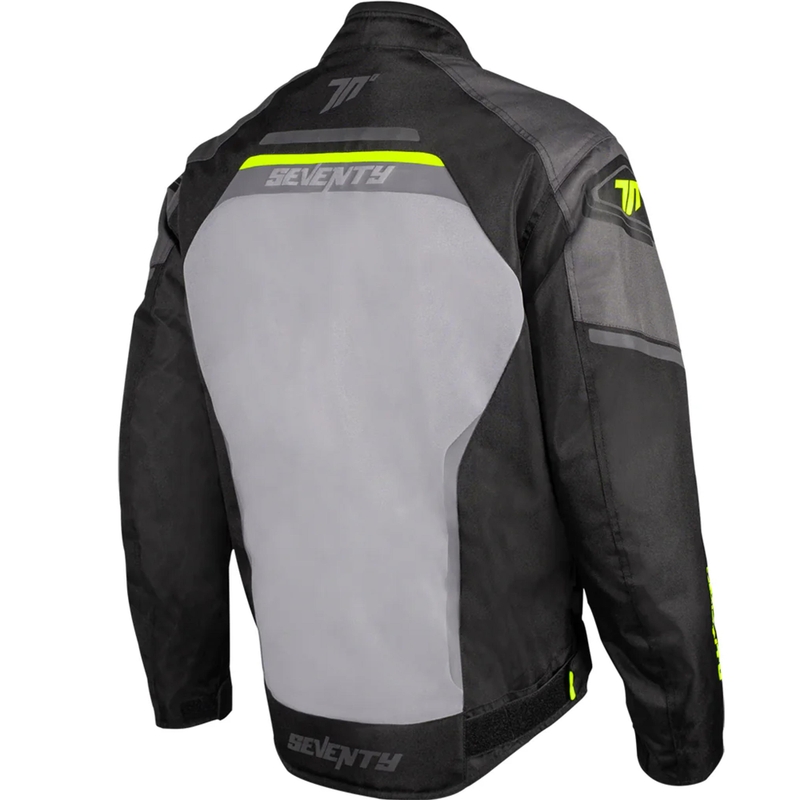 Giacca da moto Seventy Degrees SD-JR65 Piston nera-grigia-giallo fluo