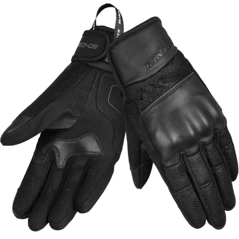Guanti da moto da donna Seventy Degrees SD-C38 Icon nero-rosa