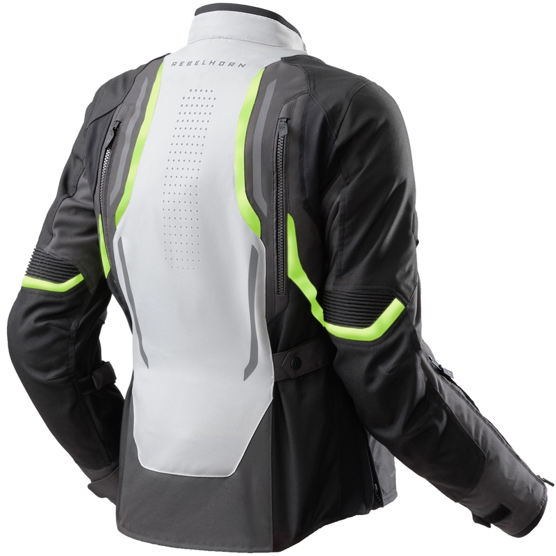 Giacca da motociclista da donna Rebelhorn Hiker IV nero-grigio-giallo fluo