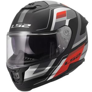 Casco integrale da moto LS2 FF808 Stream II Vintage nero opaco-grigio-rosso