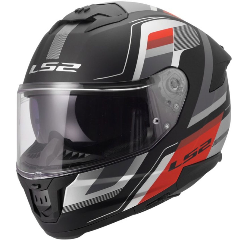 Casco integrale da moto LS2 FF808 Stream II Vintage nero opaco-grigio-rosso