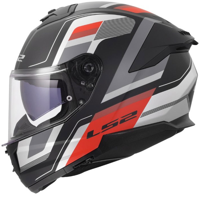 Casco integrale da moto LS2 FF808 Stream II Vintage nero opaco-grigio-rosso