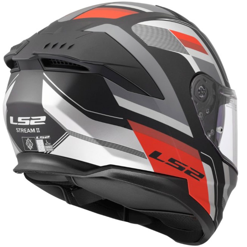 Casco integrale da moto LS2 FF808 Stream II Vintage nero opaco-grigio-rosso