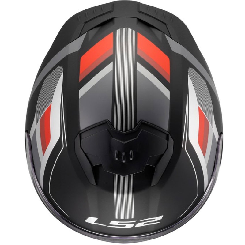 Casco integrale da moto LS2 FF808 Stream II Vintage nero opaco-grigio-rosso