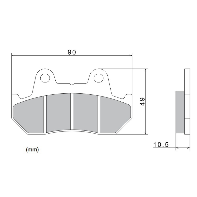 Pastiglie freno NISSIN mescola semimetallica 90x49x10,5 mm 2 pz