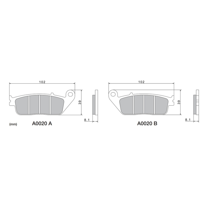 Pastiglie freno NISSIN mescola semimetallica 102x39x8,1 mm 2 pz