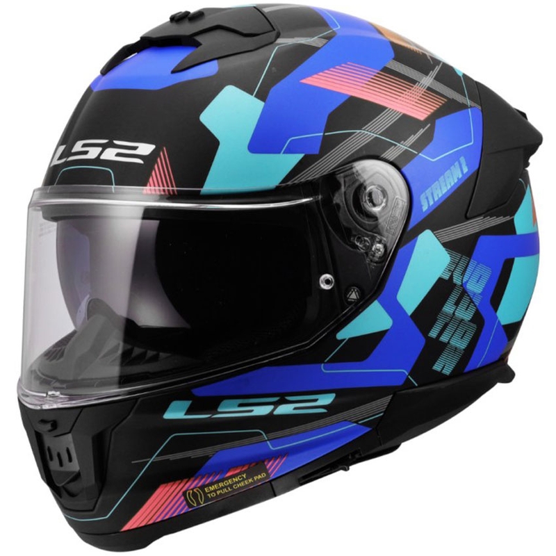 Casco integrale da moto LS2 FF808 Stream II Mika nero opaco-blu