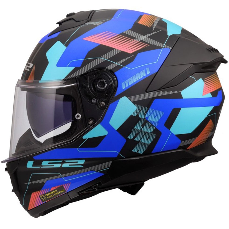 Casco integrale da moto LS2 FF808 Stream II Mika nero opaco-blu