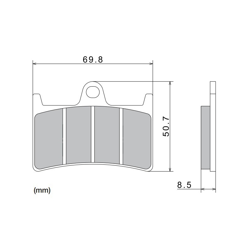 Pastiglie freno NISSIN mescola semimetallica 69,8x50,7x8,5 mm 2 pz