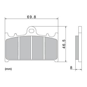 Pastiglie freno NISSIN mescola semimetallica 69,8x46,5x8 mm 2 pz