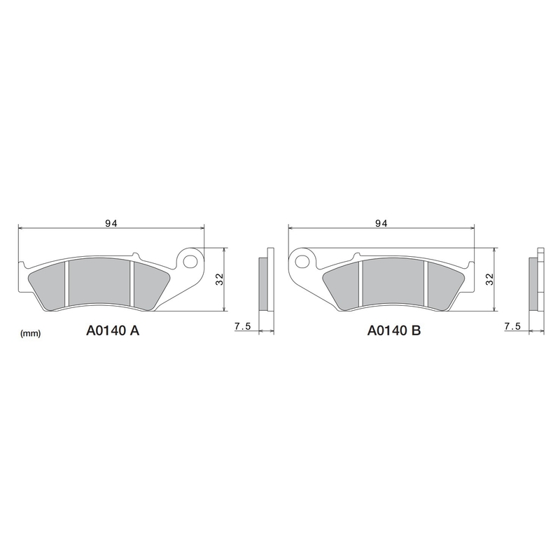 Pastiglie freno NISSIN mescola semimetallica 94x32x7,5 mm 2 pz