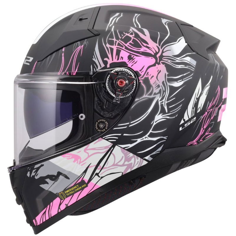 Casco integrale da moto LS2 FF811 Vector II Darflo nero opaco-rosa