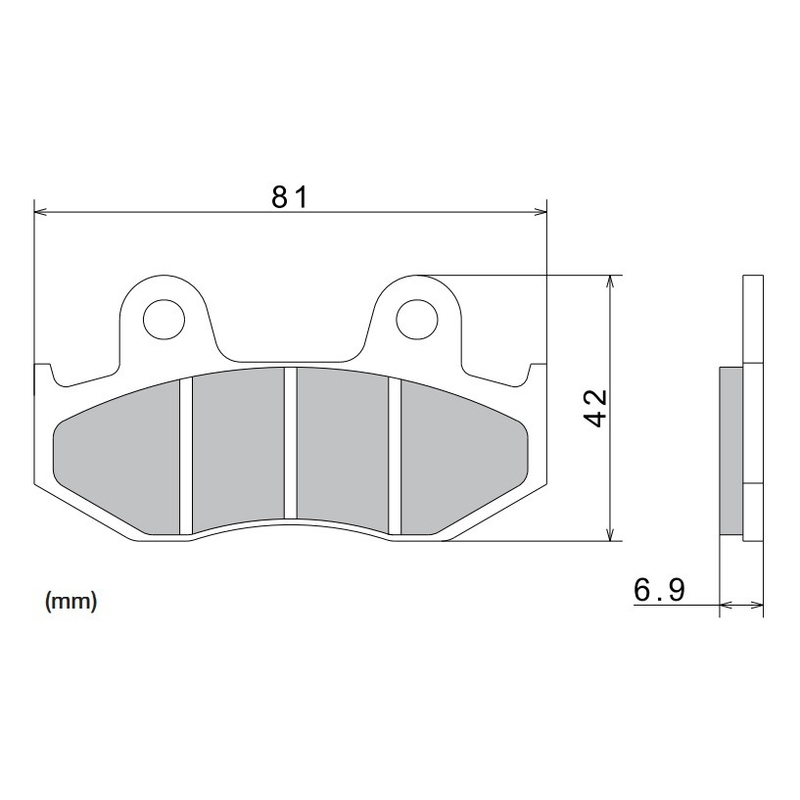 Pastiglie freno NISSIN mescola semimetallica 81x42x6,9 mm 2 pz