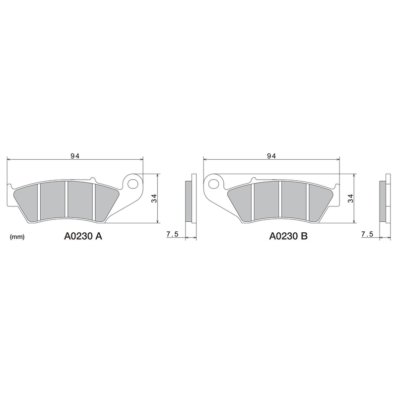 Pastiglie freno NISSIN mescola semimetallica 94x34x7,5 mm 2 pz