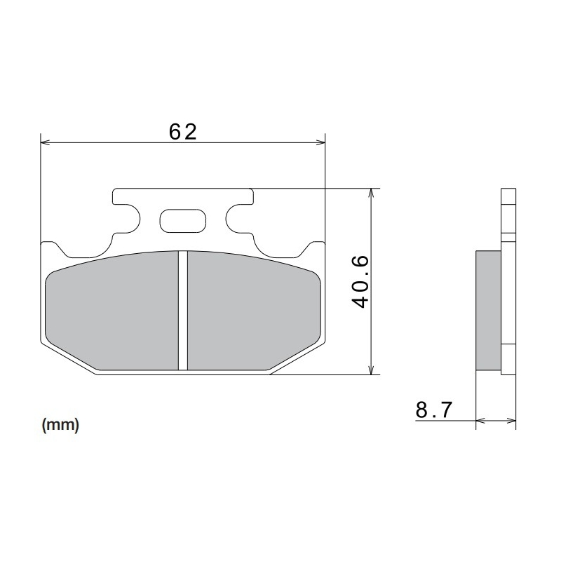 Pastiglie freno NISSIN mescola semimetallica 62x40,6x8,7 mm 2 pz