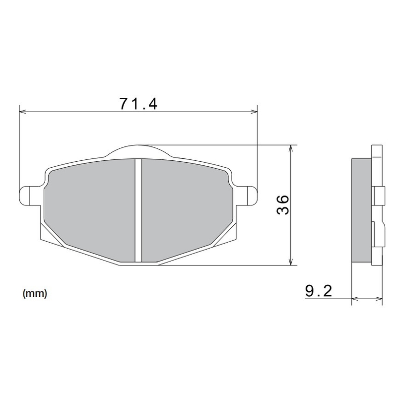 Pastiglie freno NISSIN mescola semimetallica 71,4x36x9,2 mm 2 pz