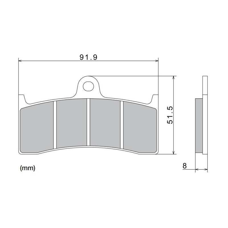 Pastiglie freno NISSIN mescola semimetallica 91,9x51,5x8 mm 2 pz