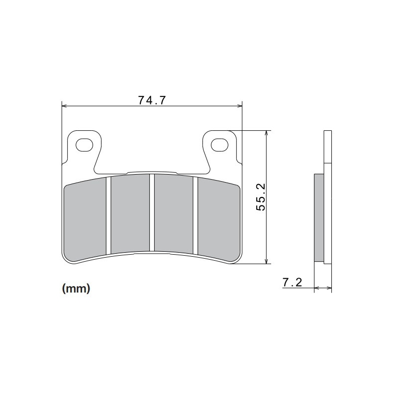 Pastiglie freno NISSIN mescola semimetallica 74,7x55,2x7,2 mm 2 pz