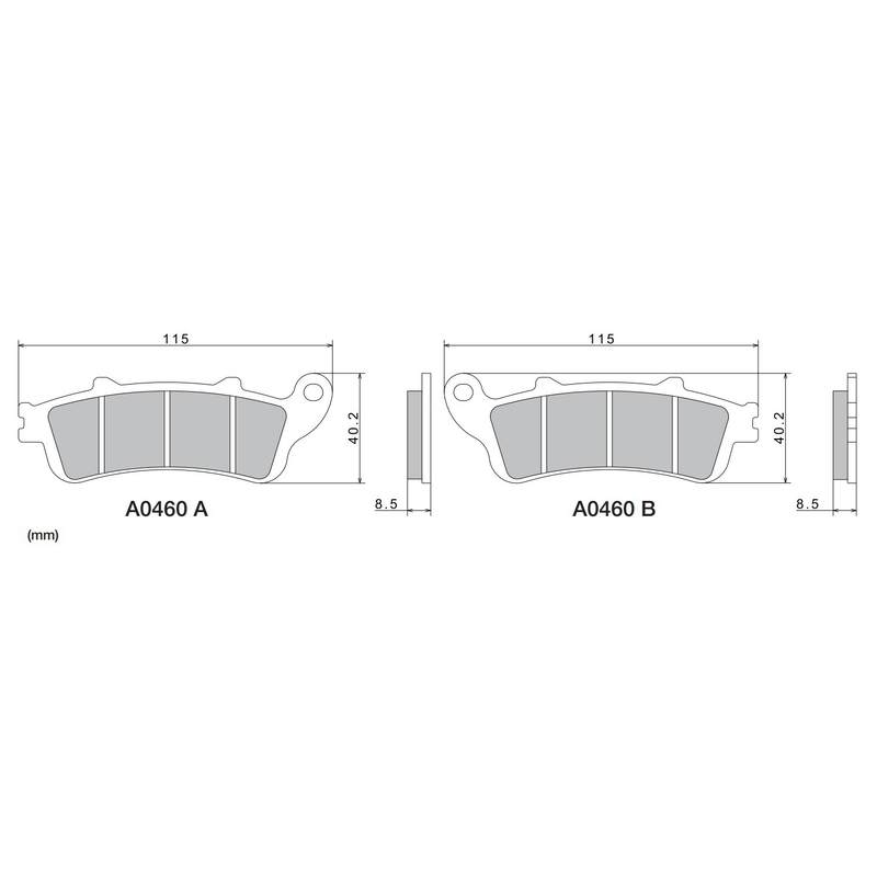 Pastiglie freno NISSIN mescola semimetallica 115x40,2x8,5 mm 2 pz