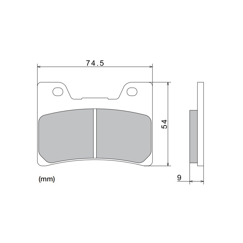 Pastiglie freno NISSIN mescola semimetallica 74,5x54x9 mm 2 pz