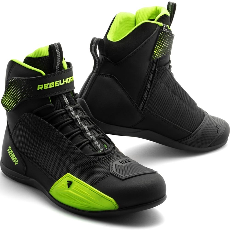 Stivali da moto Rebelhorn Swift neri-giallo fluo