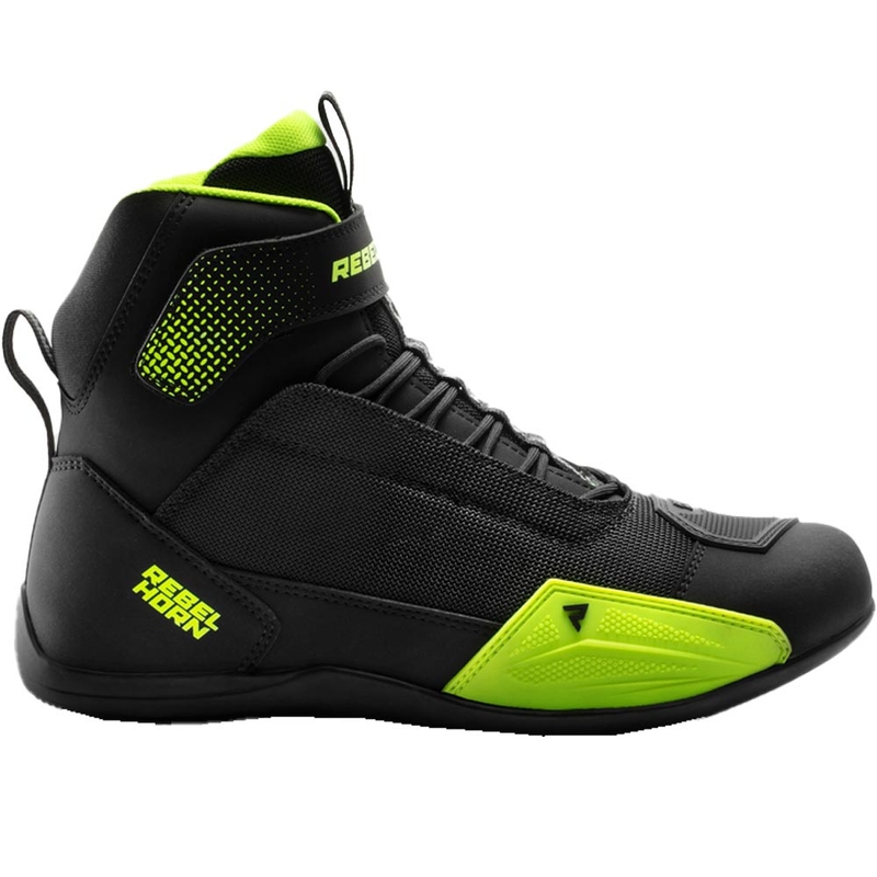 Stivali da moto Rebelhorn Swift neri-giallo fluo