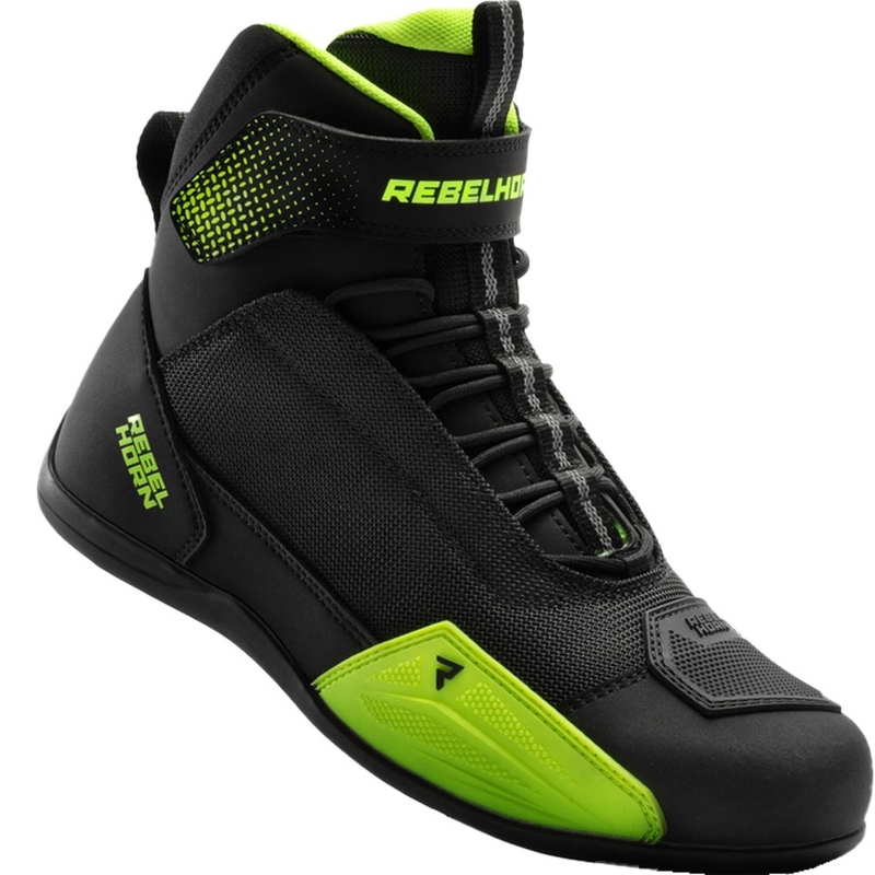 Stivali da moto Rebelhorn Swift neri-giallo fluo