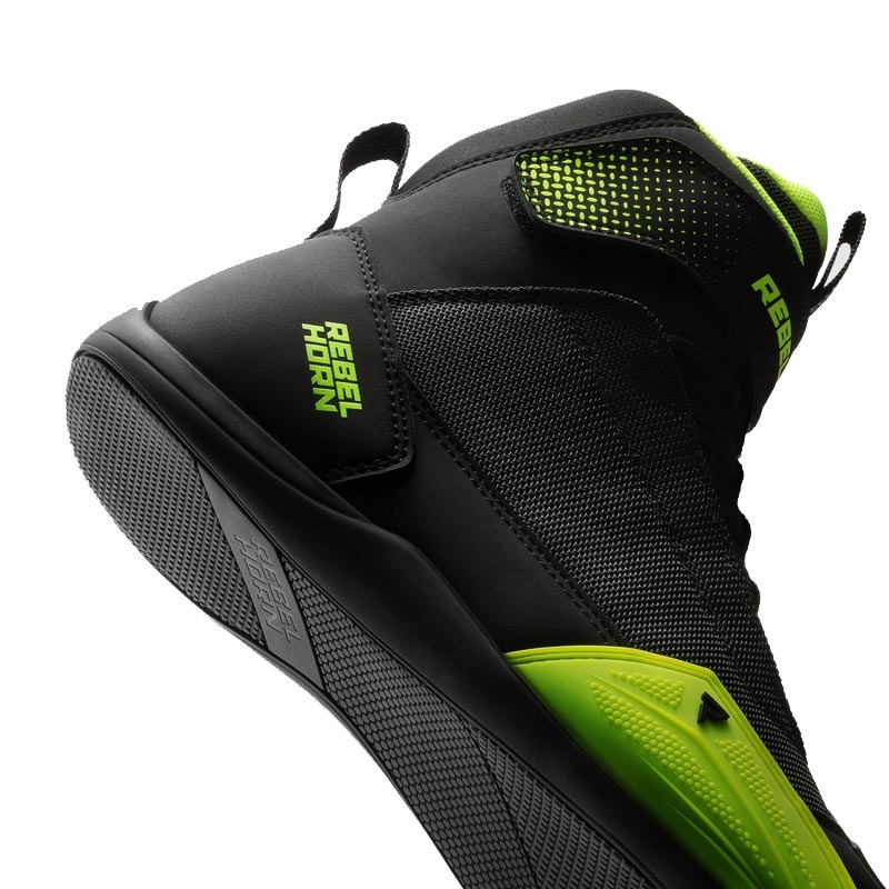 Stivali da moto Rebelhorn Swift neri-giallo fluo