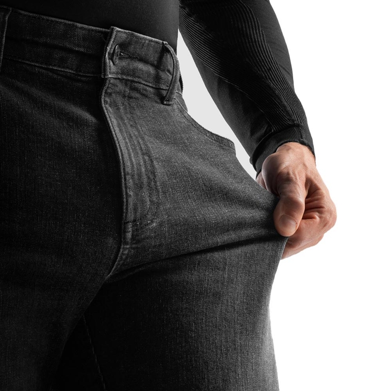 Jeans da motociclista Rebelhorn Classic Monolayer, neri lavati