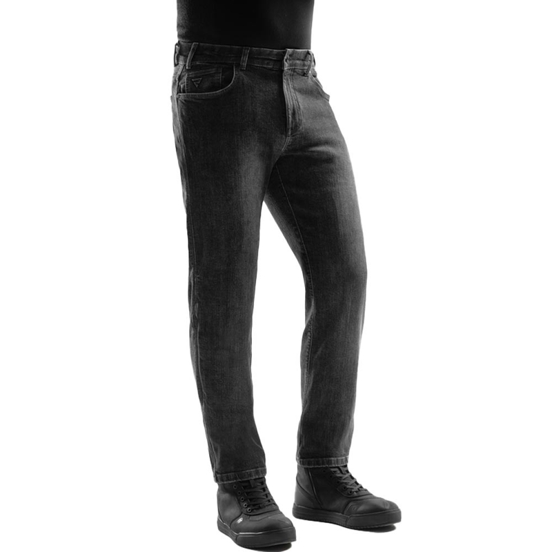 Jeans da motociclista Rebelhorn Classic Monolayer Extra Cropped, neri lavati