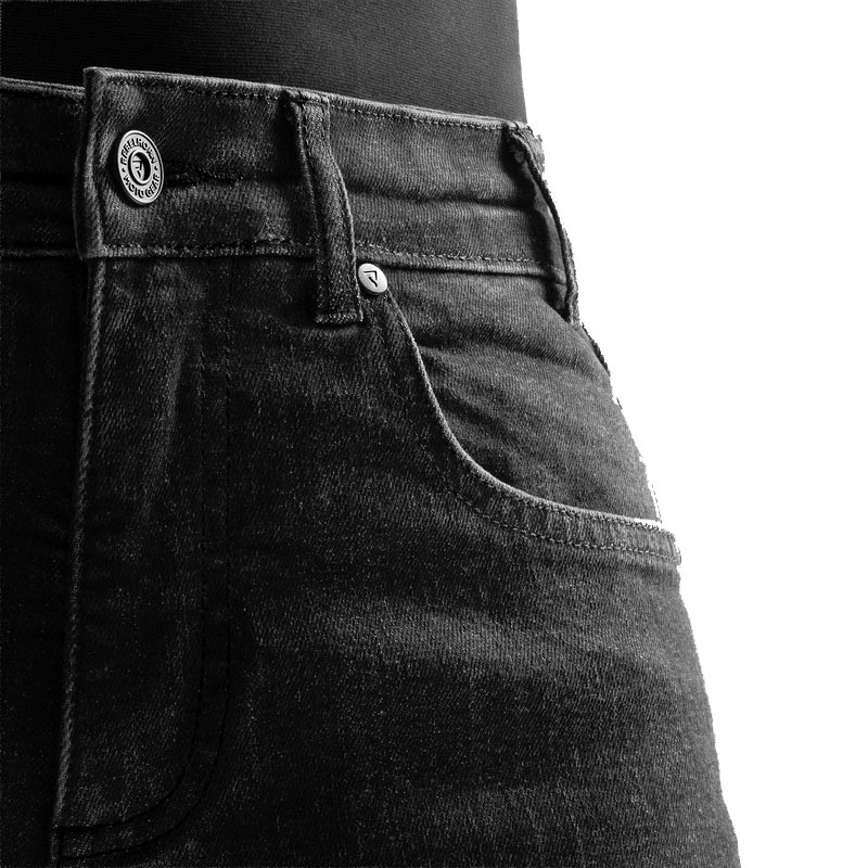 Jeans da motociclista Rebelhorn Classic Monolayer Extra Cropped, neri lavati