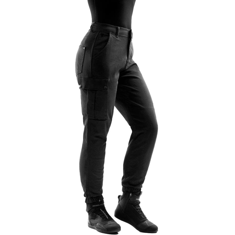 Jeans da motociclista corti da donna Rebelhorn Faster neri