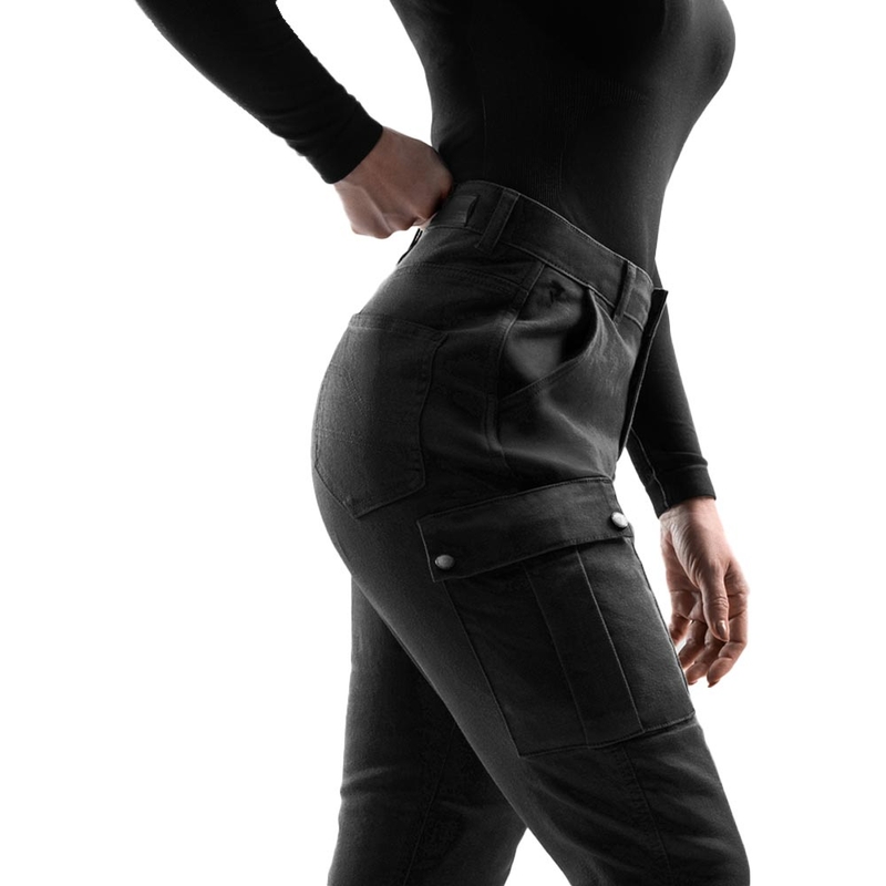 Jeans da motociclista corti da donna Rebelhorn Faster neri