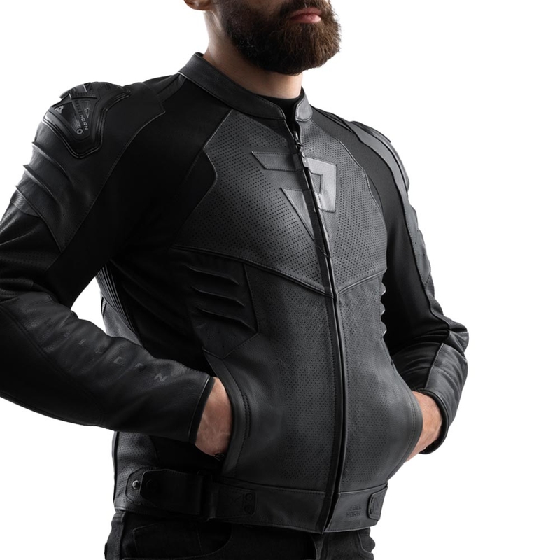Giacca da motociclista in pelle Rebelhorn Vandal 2 nera