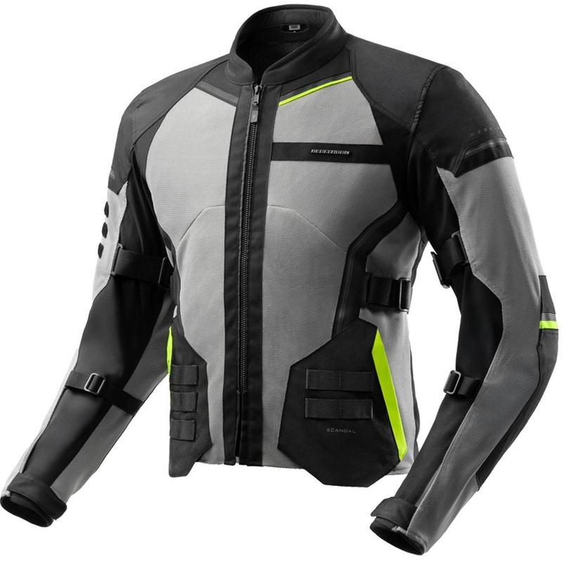 Giacca da moto Rebelhorn Scandal 3 nero-grigio-giallo fluo