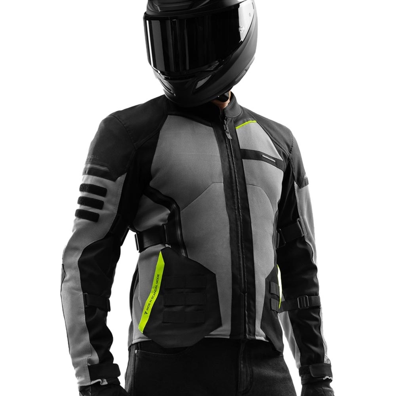 Giacca da moto Rebelhorn Scandal 3 nero-grigio-giallo fluo