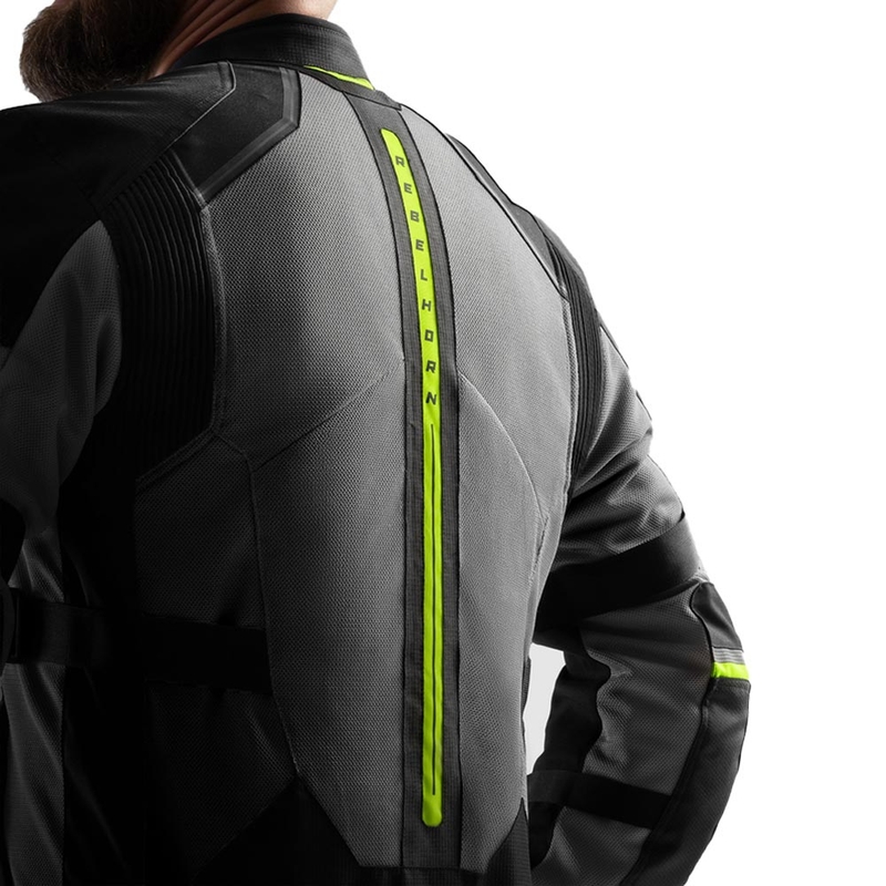 Giacca da moto Rebelhorn Scandal 3 nero-grigio-giallo fluo
