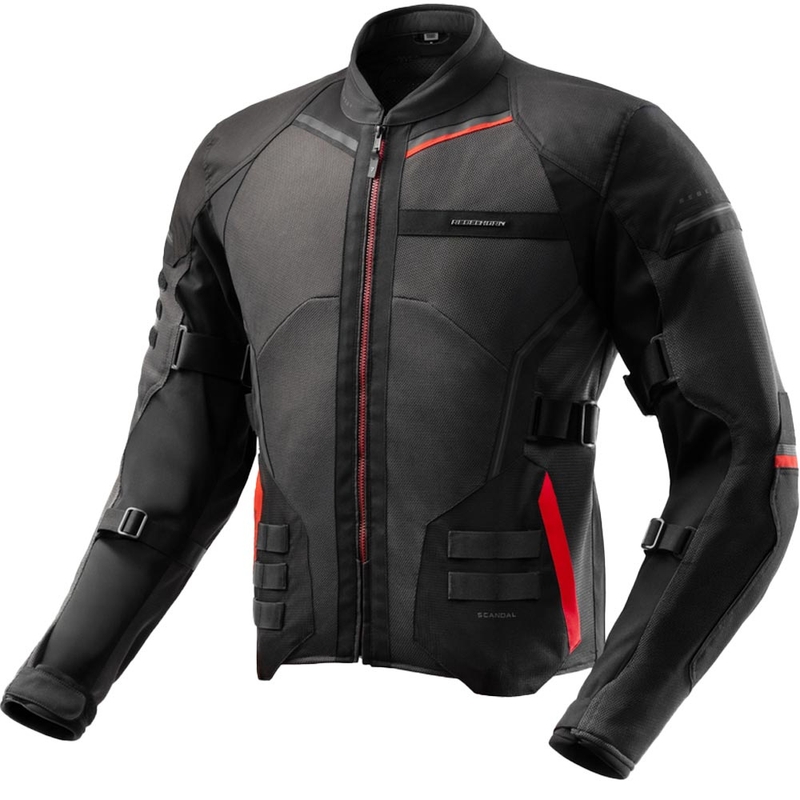 Giacca da motociclista Rebelhorn Scandal 3 grigio scuro-nero-rosso