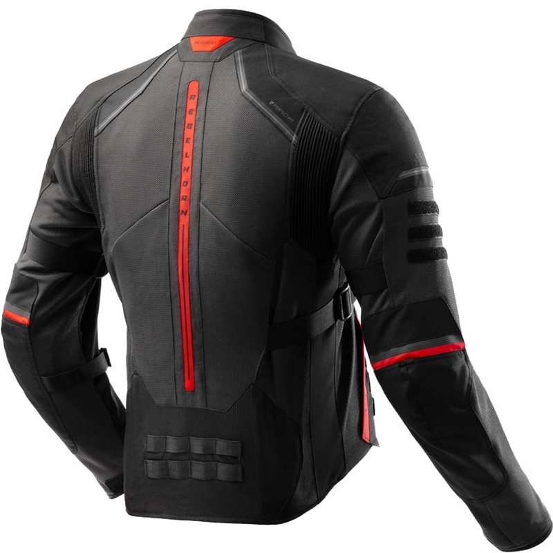 Giacca da motociclista Rebelhorn Scandal 3 grigio scuro-nero-rosso