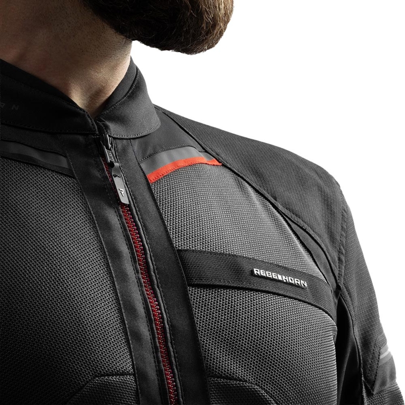 Giacca da motociclista Rebelhorn Scandal 3 grigio scuro-nero-rosso