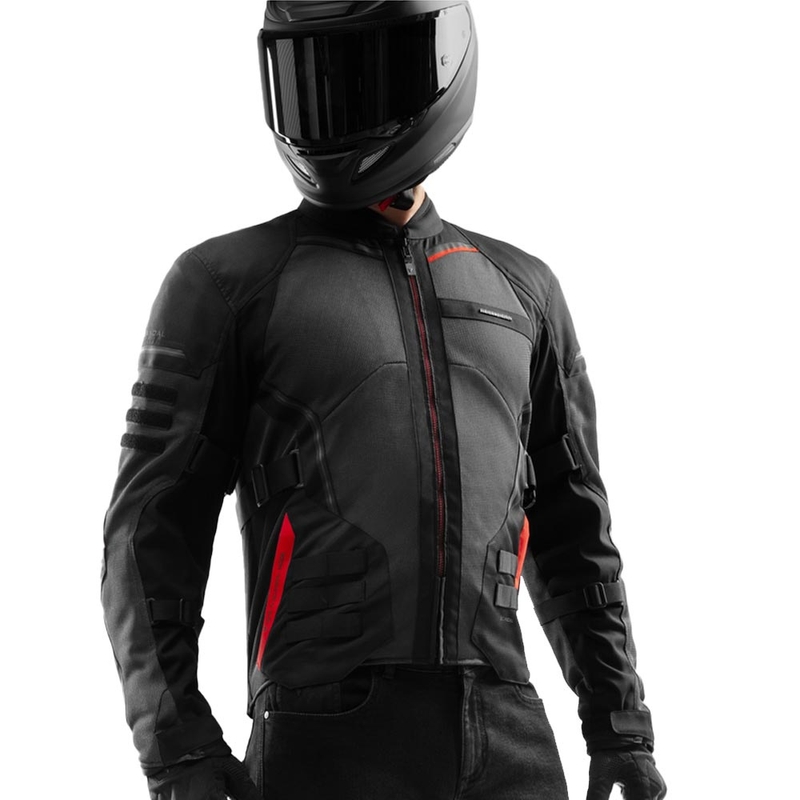 Giacca da motociclista Rebelhorn Scandal 3 grigio scuro-nero-rosso