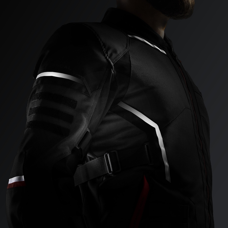 Giacca da motociclista Rebelhorn Scandal 3 grigio scuro-nero-rosso