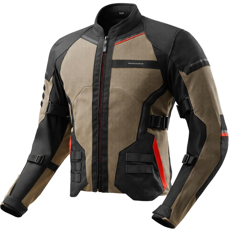 Giacca da motociclista Rebelhorn Scandal 3 sabbia-nero-rosso
