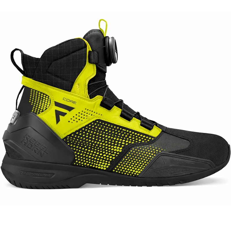 Stivali da moto Rebelhorn Core nero-giallo fluo