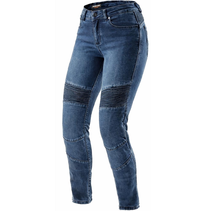 Jeans da motociclista Rebelhorn Agness 2 Mono cropped, blu lavato