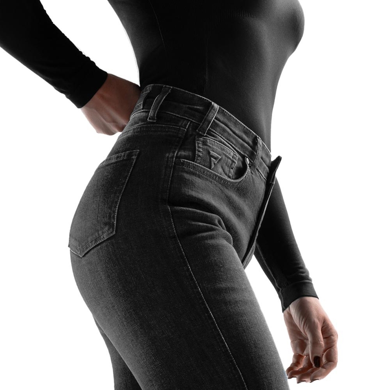 Jeans da motociclista da donna Rebelhorn Classic Monolayer nero lavato