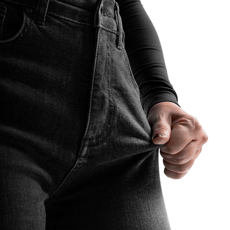 Jeans da motociclista da donna Rebelhorn Classic Monolayer nero lavato